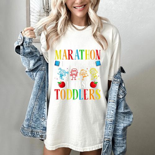 I Run Marathon Just Kidding I Chase Toddlers Teacher Women's Comfort Colors T-Shirt - teacherstshirts.com DE