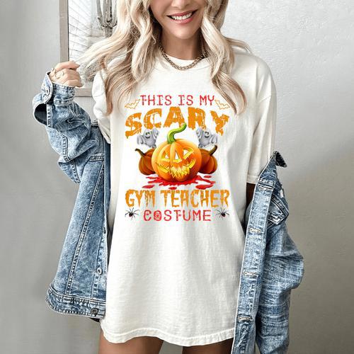 This Is My Scary Gym Teacher Costume Pumpkin Halloween Men Women Women's Comfort Colors T-Shirt - teacherstshirts.com AU