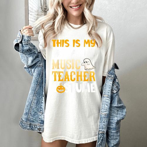 This Is My Scary Music Teacher Halloween Costumes Pajama Women's Comfort Colors T-Shirt - teacherstshirts.com AU
