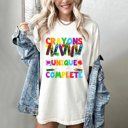 Teacher We Are Like A Box Of Crayons Back To School Women's Comfort Colors T-Shirt - teacherstshirts.com UK