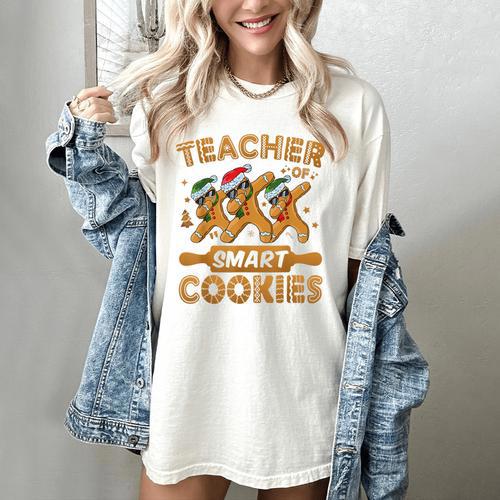 Teacher Of Smart Cookies Gingerbread Christmas Teacher Women's Comfort Colors T-Shirt - teacherstshirts.com UK