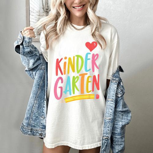 Team Kindergarten Teacher Student Back To School Women's Comfort Colors T-Shirt - teacherstshirts.com UK