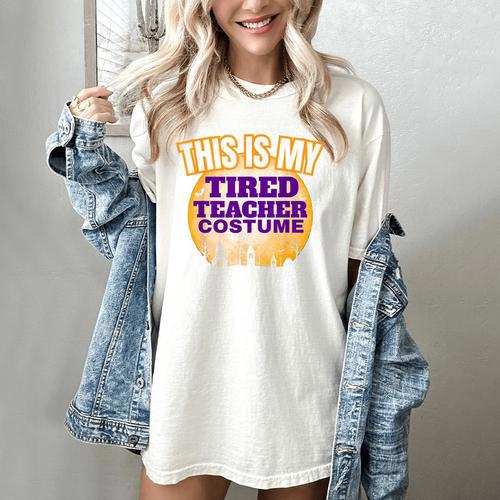 This Is My Tired Teacher Costume Halloween Teachers Women's Comfort Colors T-Shirt - teacherstshirts.com