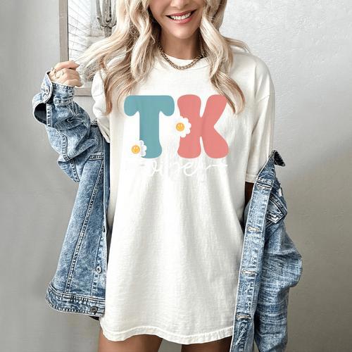 TK Vibes Back To School Teachers Students TK Team Women's Comfort Colors T-Shirt - teacherstshirts.com CA