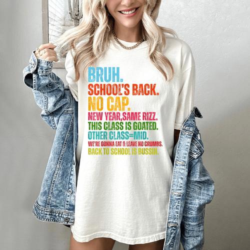 Vintage Bruh We Back No Cap Bruh We'Re Back Student Teacher Women's Comfort Colors T-Shirt - teacherstshirts.com