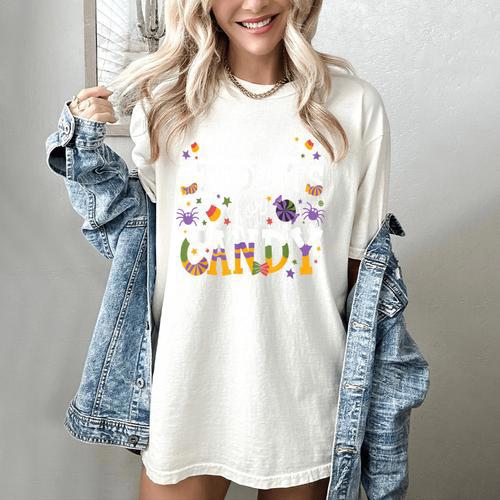 Will Trade Students For Candy Teacher Halloween Costume Tee Women's Comfort Colors T-Shirt - teacherstshirts.com CA