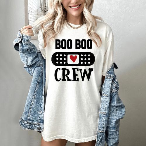 Boo Boo Crew First Aid School Nurse Day Care Teacher Women's Comfort Colors T-Shirt - teacherstshirts.com AU