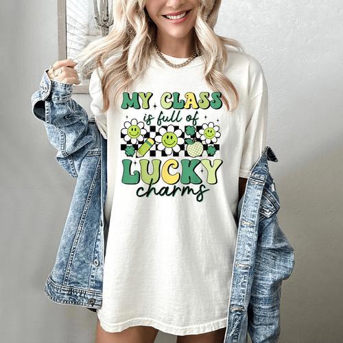 My Class Is Full Of Lucky Charms St Patricks Day Teacher Women's Comfort Colors T-Shirt - teacherstshirts.com