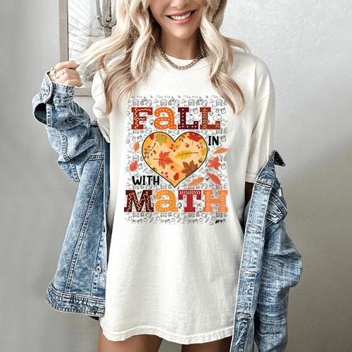 Fall Teacher Fall In Love With Math Math Thanksgiving For Men Women Women's Comfort Colors T-Shirt - teacherstshirts.com