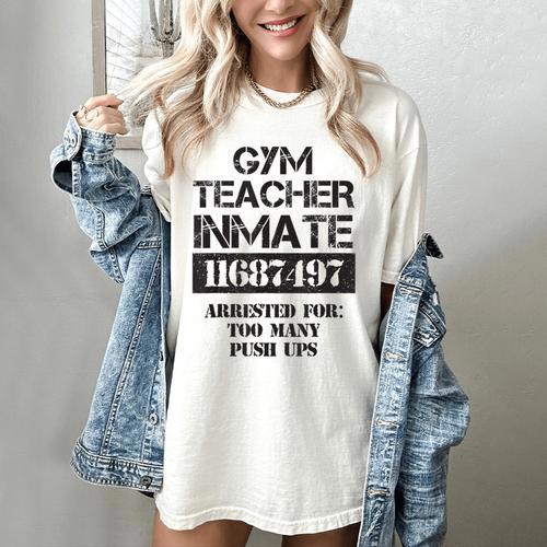 Halloween Gym Teacher Prisoner Costume Women's Comfort Colors T-Shirt - teacherstshirts.com DE