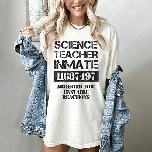 Halloween Science Teacher Prisoner Costume Women's Comfort Colors T-Shirt - teacherstshirts.com AU