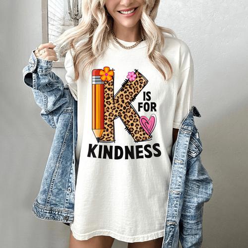 K Is For Kindness Unity Day Teacher Kids Women's Comfort Colors T-Shirt - teacherstshirts.com CA
