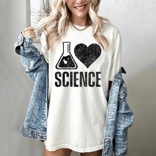 I Love Science Lover Teacher Scientist Sciences Women's Comfort Colors T-Shirt - teacherstshirts.com CA