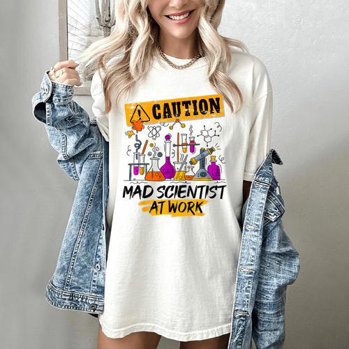 Mad Scientist Halloween Costume Science Teacher Women's Comfort Colors T-Shirt - teacherstshirts.com UK