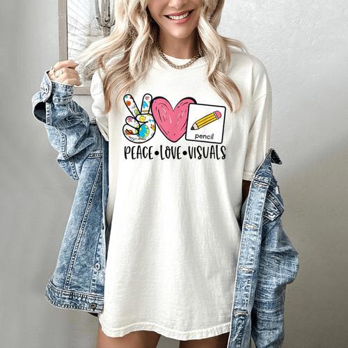 Peace Love Visuals Special Education Teacher Dream Team Women's Comfort Colors T-Shirt - teacherstshirts.com AU