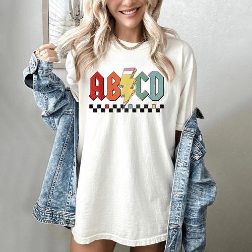 Rock Abcd Back To School Abcd Preschool Teacher Appreciation Women's Comfort Colors T-Shirt - teacherstshirts.com AU