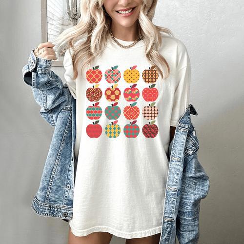 Teacher Apple Back To School Art For School Supplies Women's Comfort Colors T-Shirt - teacherstshirts.com UK