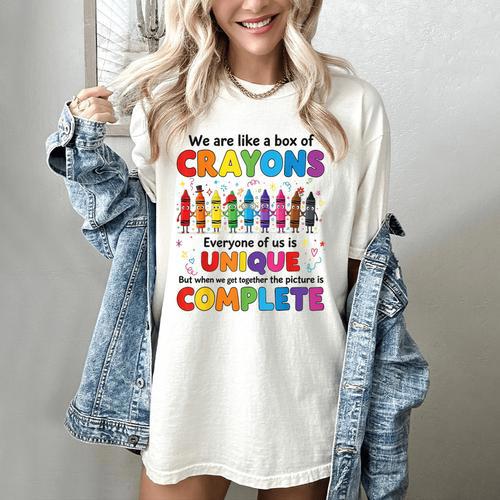 Teacher We Are Like a Box Of Crayons Back To School Women's Comfort Colors T-Shirt - teacherstshirts.com AU