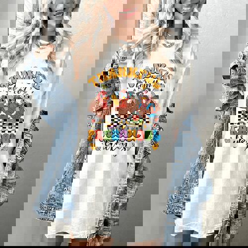 Thankful For My Preschool Turkeys Thanksgiving Teacher Fall Women&#x27;s Comfort Colors T-Shirt - teacherstshirts.com