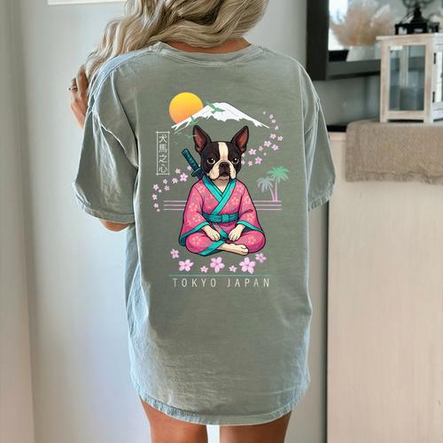 Boston Terrier Boston Bull Terrier Women's Comfort Colors T-Shirt Back Print - Bostonterriersmerch.com