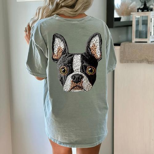 Boston Terrier Cute Puppy Face Dog Lover Pet Owner Women's Comfort Colors T-Shirt Back Print - Bostonterriersmerch.com