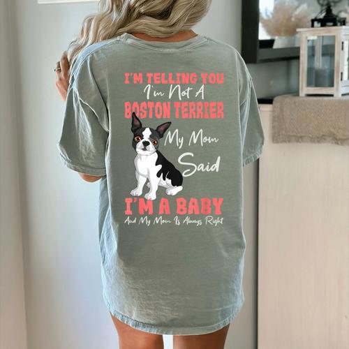 Boston Terrier Mom American Gentleman Dog Lover Mother's Day Women's Comfort Colors T-Shirt Back Print - Bostonterriersmerch.com