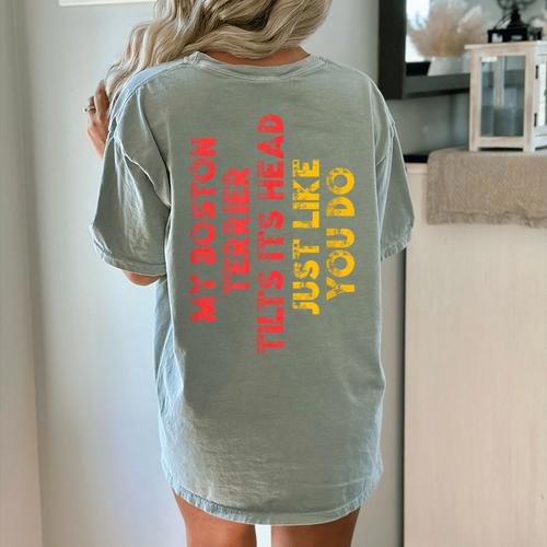 Boston Terrier Mom Dad Dog Lover Owner Women Men Women's Comfort Colors T-Shirt Back Print - Bostonterriersmerch.com