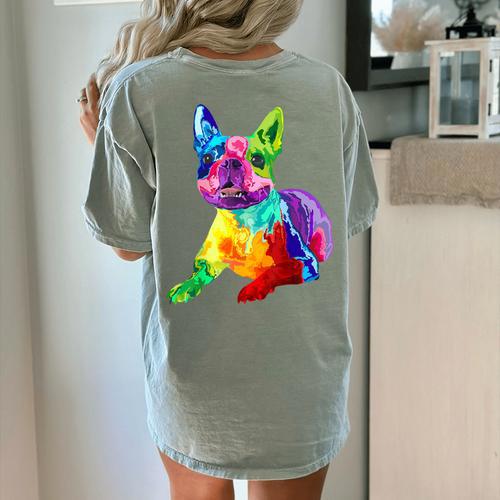 Dog Lover Boston Terrier Dog Colorful Boston Terrier Men Women Kids Women's Comfort Colors T-Shirt Back Print - Bostonterriersmerch.com