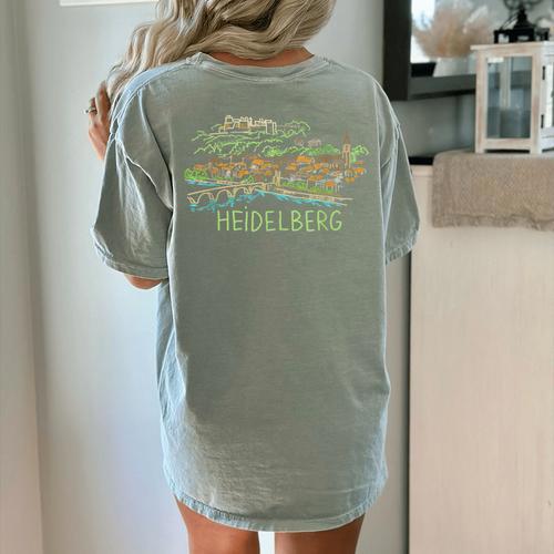 Heidelberg Germany Art Men Women Women's Comfort Colors T-Shirt Back Print - Bostonterriersmerch.com