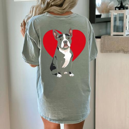 Valentine's Day Boston Terrier Lover Women's Comfort Colors T-Shirt Back Print - Bostonterriersmerch.com