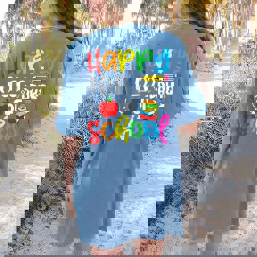 100th Day Of School Teachers Kids Girls Child Happy 100 Days Women&#x27;s Comfort Colors T-Shirt Back Print - teacherstshirts.com