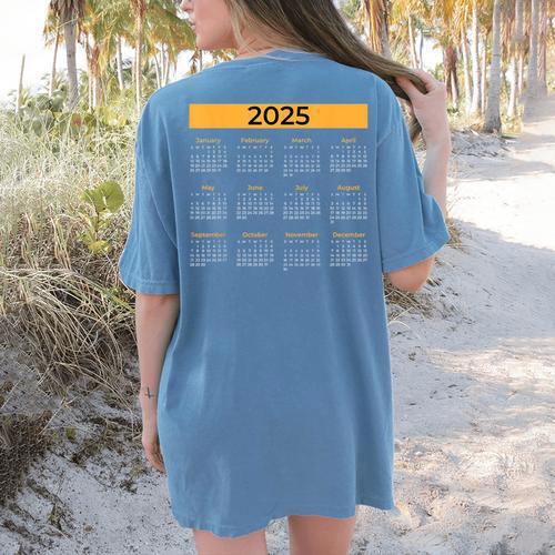 2025 Calendar For Planners Teachers Offices Months Women's Comfort Colors T-Shirt Back Print - teacherstshirts.com AU