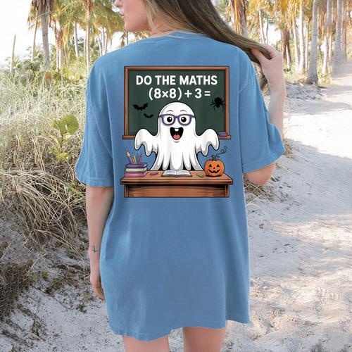 67 Teacher Halloween Ghost Six Seven Meme Do The Maths Women's Comfort Colors T-Shirt Back Print - teacherstshirts.com AU