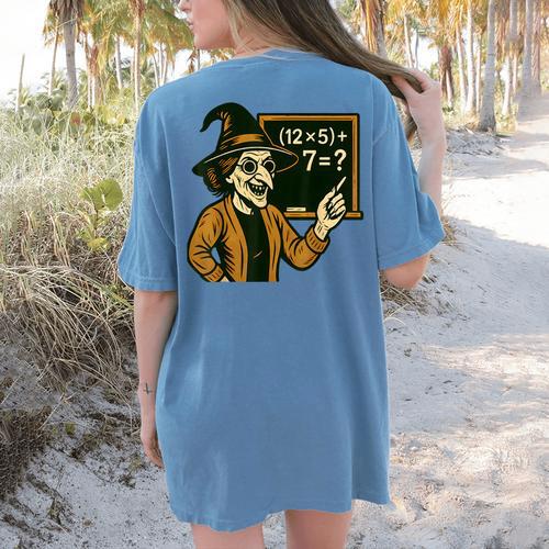 67 Teacher Halloween Witch Six Seven Meme Brainrot Math Joke Women's Comfort Colors T-Shirt Back Print - teacherstshirts.com AU