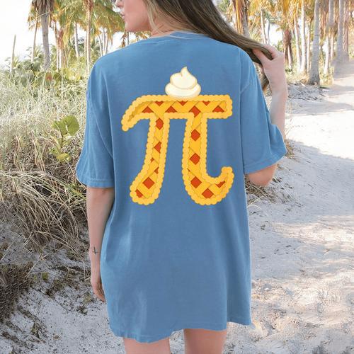 Apple Pi Pie Pun Math Teacher Pi Day 2020 Women's Comfort Colors T-Shirt Back Print - teacherstshirts.com AU