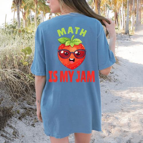 Back To School Math Is My Jam Math Teacher Women's Comfort Colors T-Shirt Back Print - teacherstshirts.com AU