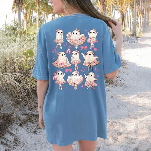 Ballet Ghost Ballet Dancer Spooky Dance Halloween Teacher Women's Comfort Colors T-Shirt Back Print - teacherstshirts.com UK