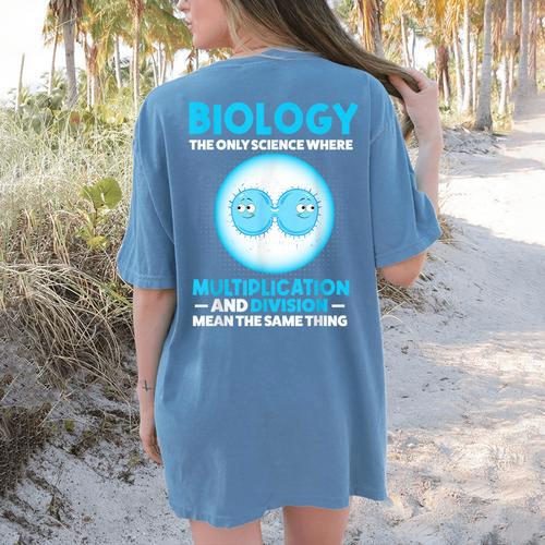 Biology Facts Science Teacher Student Biologist Women's Comfort Colors T-Shirt Back Print - teacherstshirts.com CA
