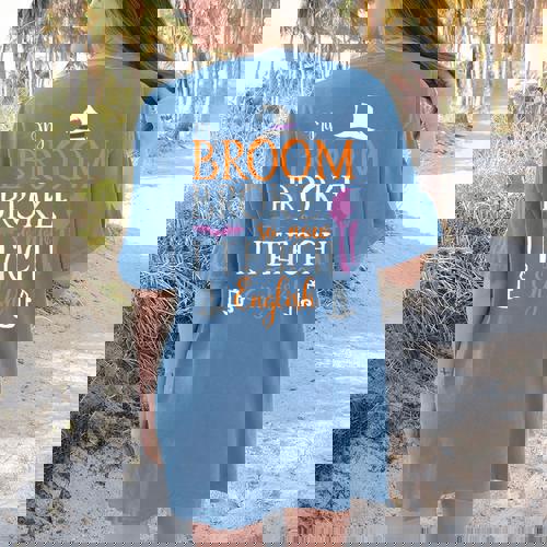 My Broom Broke So Now I Teach English English Teacher Witch Women&#x27;s Comfort Colors T-Shirt Back Print - teacherstshirts.com