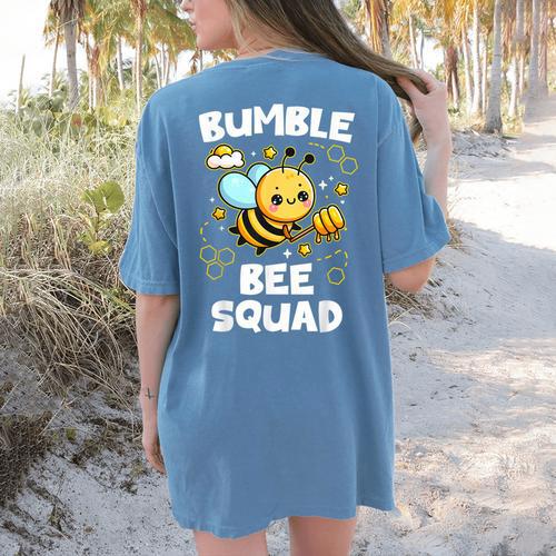 Bumble Bee Squad Honey Bumblebee Teacher Team Group Women's Comfort Colors T-Shirt Back Print - teacherstshirts.com