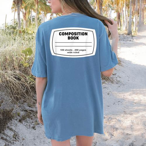 Composition Notebook Halloween Costume Teacher Student Women's Comfort Colors T-Shirt Back Print - teacherstshirts.com UK