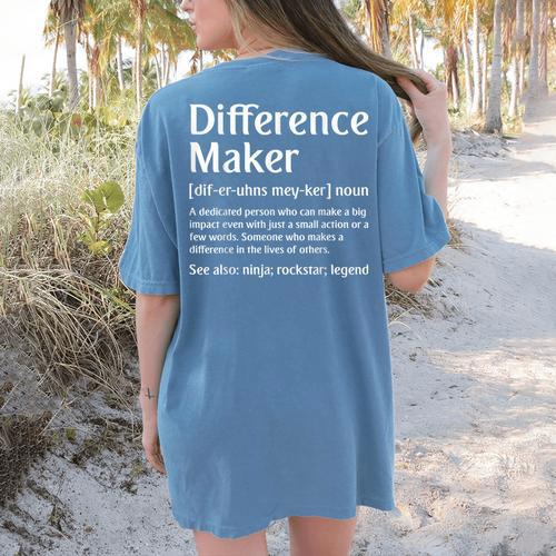 Difference Maker Definition Vintage Teachers Mom Boss Women Women's Comfort Colors T-Shirt Back Print - teacherstshirts.com UK