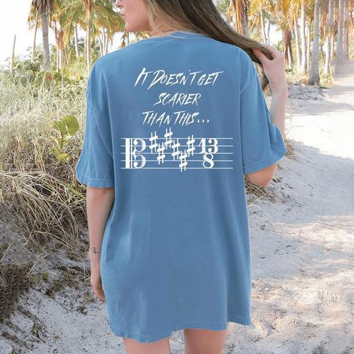 It Doesn't Get Scarier Halloween Music Teacher Costume For Men Women Women's Comfort Colors T-Shirt Back Print - teacherstshirts.com AU