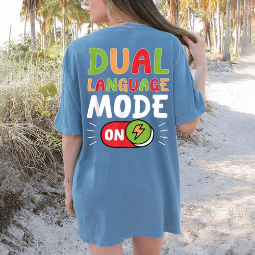 Dual Language Teacher Bilingual Teacher Women's Comfort Colors T-Shirt Back Print - teacherstshirts.com CA