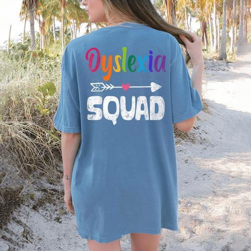 Dyslexia Awareness Month Dyslexia Teacher Therapist Women's Comfort Colors T-Shirt Back Print - teacherstshirts.com AU
