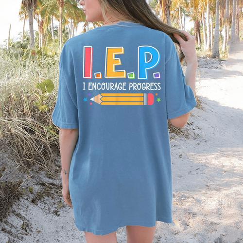 I E P I Encourage Progress Special Education Teacher Women's Comfort Colors T-Shirt Back Print - teacherstshirts.com AU