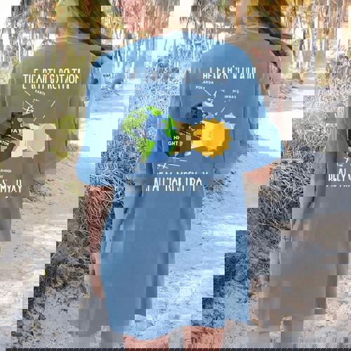 Earth Rotation Earth Day Science Teacher Kids Women Women&#x27;s Comfort Colors T-Shirt Back Print - teacherstshirts.com