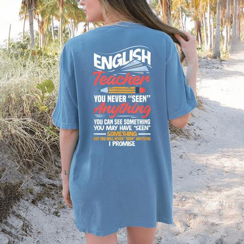 English Teacher Women's Comfort Colors T-Shirt Back Print - teacherstshirts.com CA