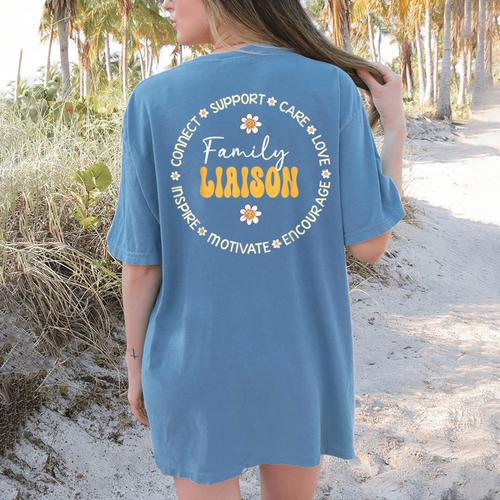 Family Liaison Back To School Teacher Appreciation Week Women's Comfort Colors T-Shirt Back Print - teacherstshirts.com UK