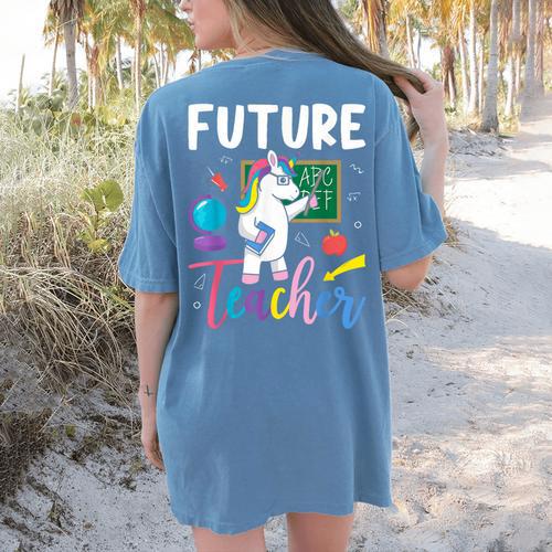 Future Teacher School Teacher Female Women's Comfort Colors T-Shirt Back Print - teacherstshirts.com AU